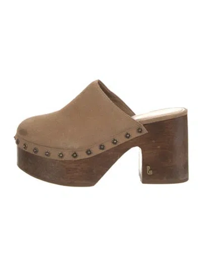 Pre-owned Larroude Suede Mules In Brown