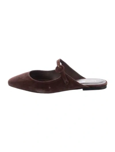 Pre-owned Larroude Suede Mules In Brown/burgundy