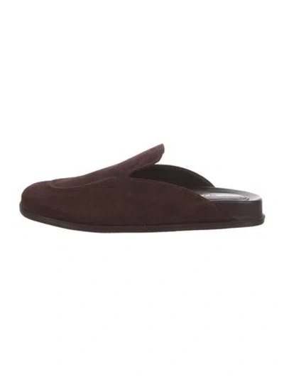 Pre-owned Larroude Suede Mules In Brown/burgundy
