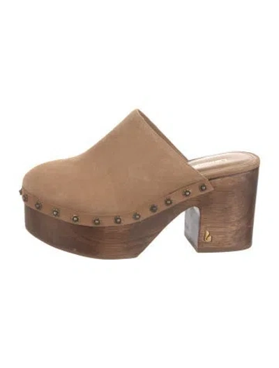 Pre-owned Larroude Suede Mules In Neutral