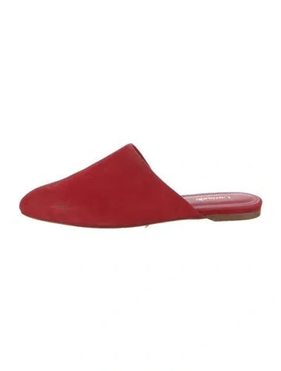 Pre-owned Larroude Suede Mules In Red