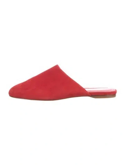 Pre-owned Larroude Suede Mules In Red