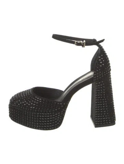 Pre-owned Larroude Suede Patterned D'orsay Pumps In Black