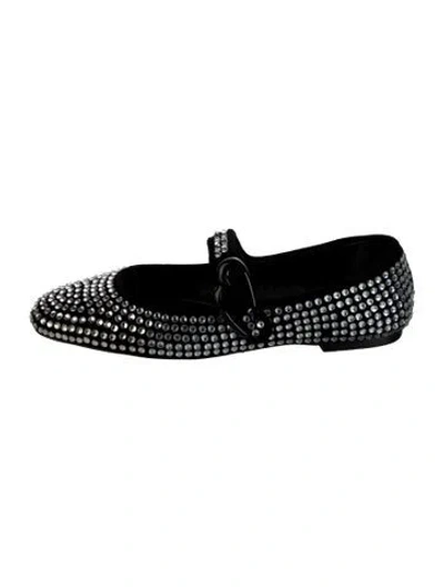 Pre-owned Larroude Suede Patterned Mary Jane Flats W/ Tags In Black