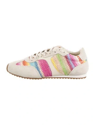 Pre-owned Larroude Suede Patterned Sneakers In Neutrals