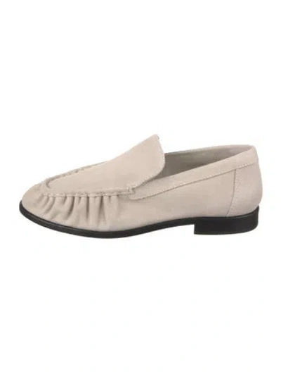 Pre-owned Larroude Suede Pleated Accents Loafers In Neutrals