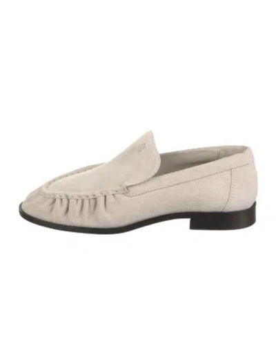 Pre-owned Larroude Suede Pleated Accents Loafers In Neutrals