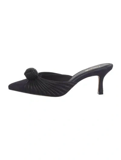 Pre-owned Larroude Suede Pleated Accents Mules In Blue