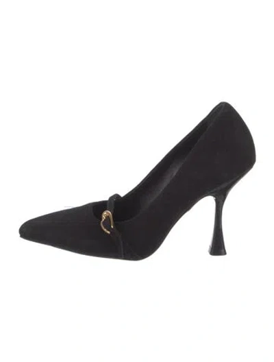 Pre-owned Larroude Suede Pumps In Black