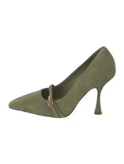 Pre-owned Larroude Suede Pumps In Green