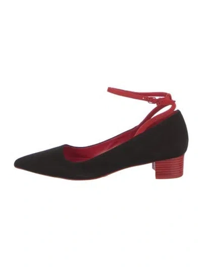 Pre-owned Larroude Suede Pumps In Red