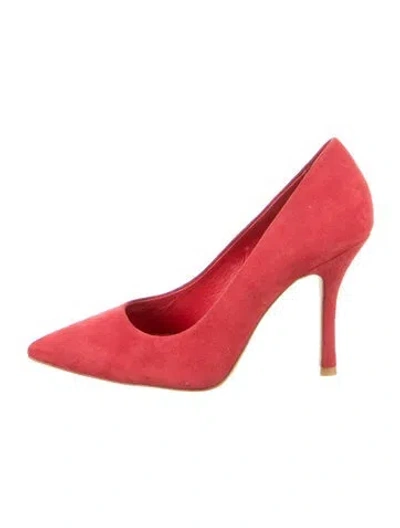 Pre-owned Larroude Suede Pumps In Red
