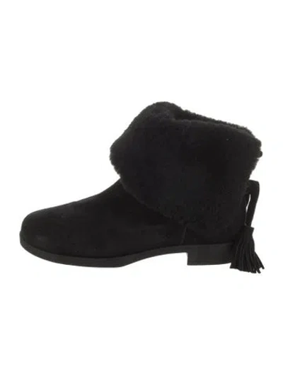 Pre-owned Larroude Suede Rain Boots In Black