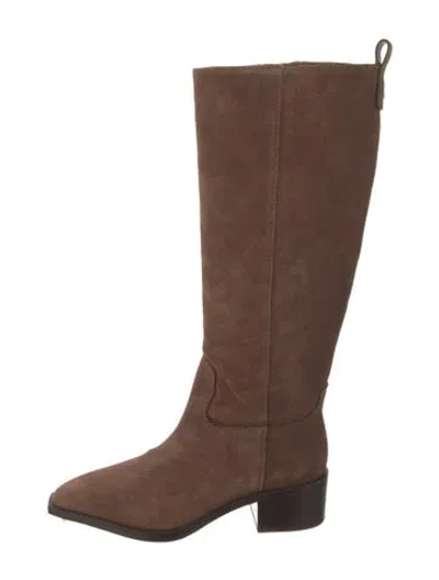 Pre-owned Larroude Suede Riding Boots In Brown