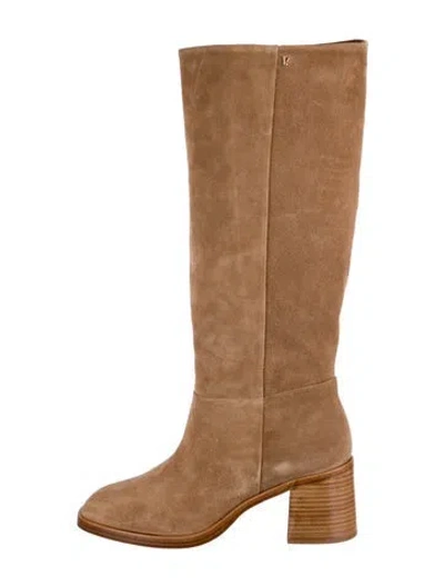 Pre-owned Larroude Suede Riding Boots In Neutral