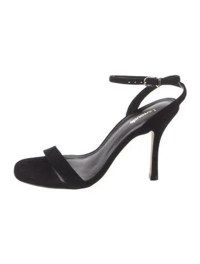 Pre-owned Larroude Suede Sandals In Black