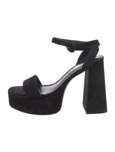 Pre-owned Larroude Suede Sandals In Black
