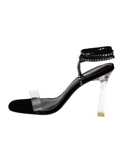 Pre-owned Larroude Suede Sandals In Black