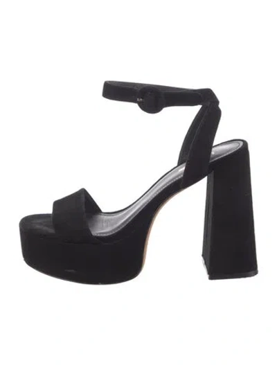 Pre-owned Larroude Suede Sandals In Black
