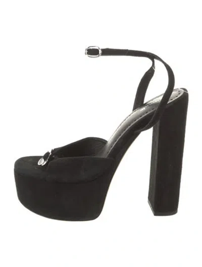 Pre-owned Larroude Suede Sandals In Black