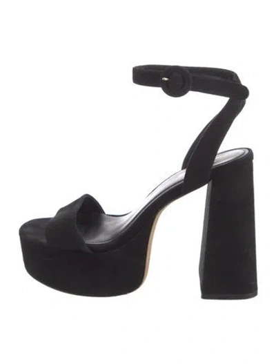 Pre-owned Larroude Suede Sandals In Black