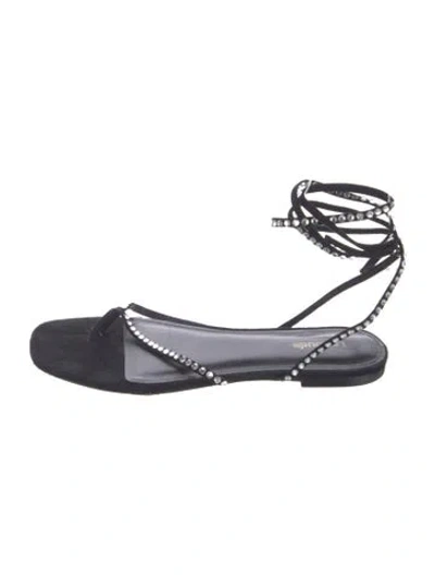 Pre-owned Larroude Suede Sandals In Black