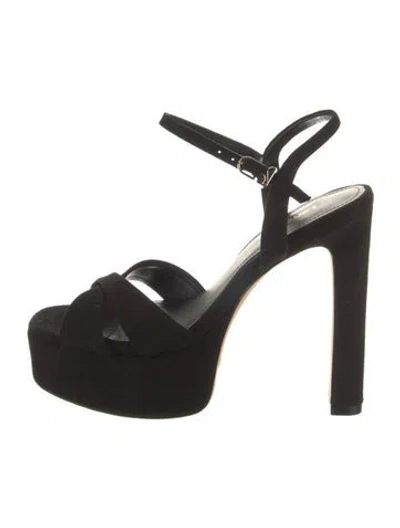 Pre-owned Larroude Suede Sandals In Black