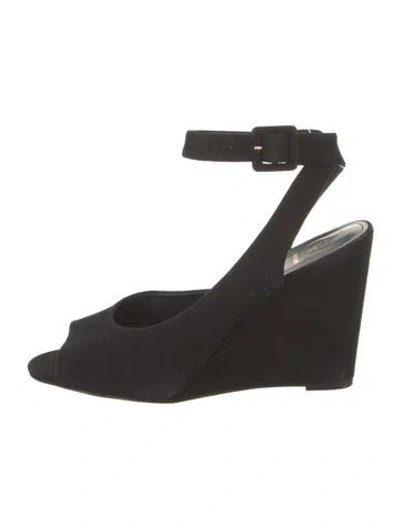 Pre-owned Larroude Suede Sandals In Black