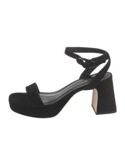 Pre-owned Larroude Suede Sandals In Black