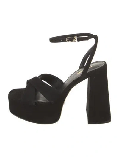 Pre-owned Larroude Suede Sandals In Black