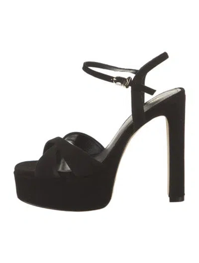 Pre-owned Larroude Suede Sandals In Black