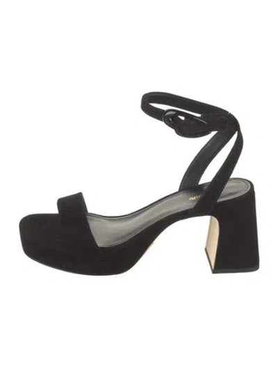 Pre-owned Larroude Suede Sandals In Black
