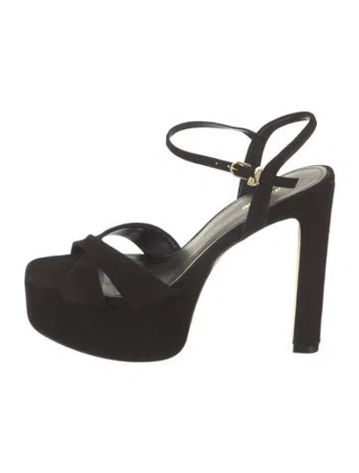 Pre-owned Larroude Suede Sandals In Black