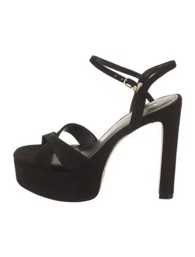 Pre-owned Larroude Suede Sandals In Black