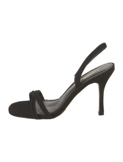 Pre-owned Larroude Suede Sandals In Black