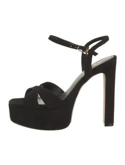 Pre-owned Larroude Suede Sandals In Black