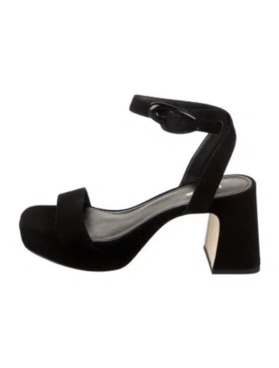 Pre-owned Larroude Suede Sandals In Black