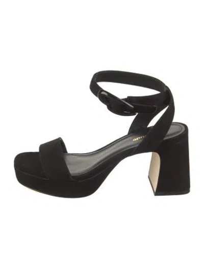 Pre-owned Larroude Suede Sandals In Black