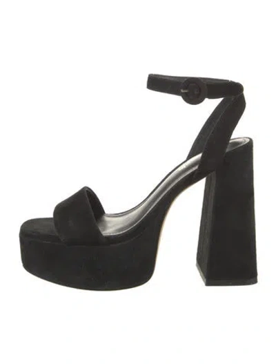 Pre-owned Larroude Suede Sandals In Black
