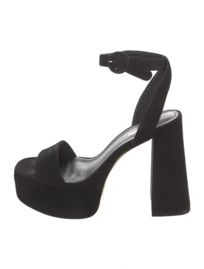 Pre-owned Larroude Suede Sandals In Black