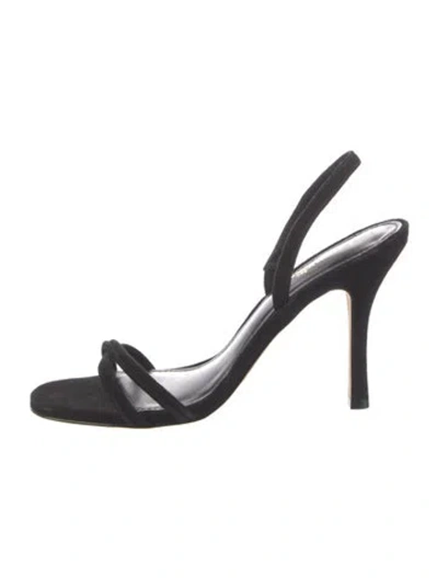 Pre-owned Larroude Suede Sandals In Black