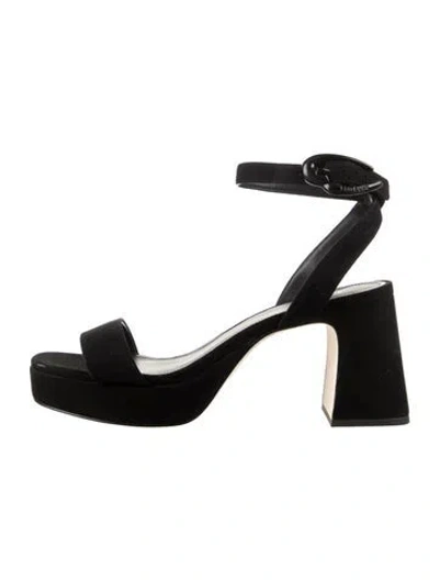 Pre-owned Larroude Suede Sandals In Black