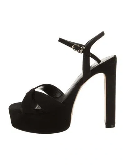 Pre-owned Larroude Suede Sandals In Black