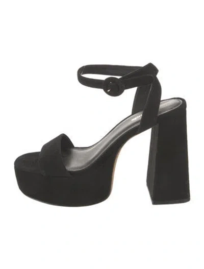 Pre-owned Larroude Suede Sandals In Black
