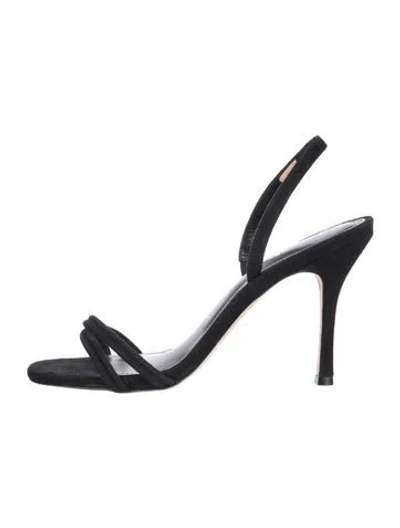 Pre-owned Larroude Suede Sandals In Black