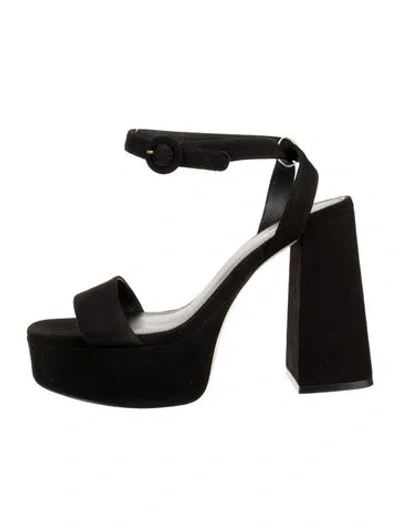 Pre-owned Larroude Suede Sandals In Black