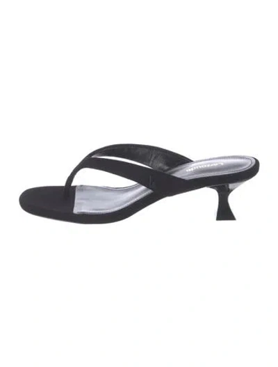 Pre-owned Larroude Suede Sandals In Black