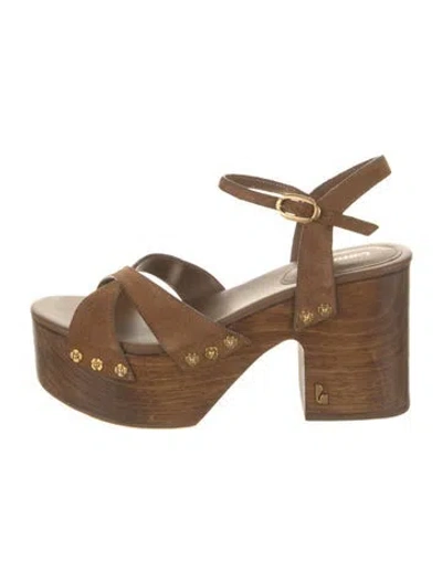 Pre-owned Larroude Suede Sandals In Brown