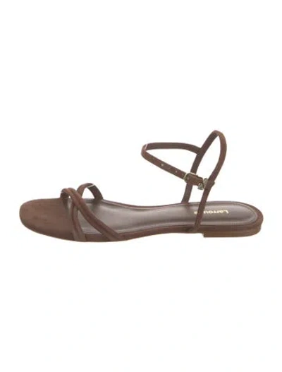Pre-owned Larroude Suede Sandals In Brown