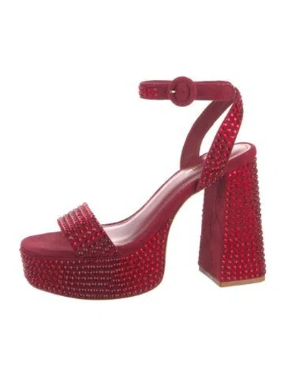 Pre-owned Larroude Suede Sandals In Red